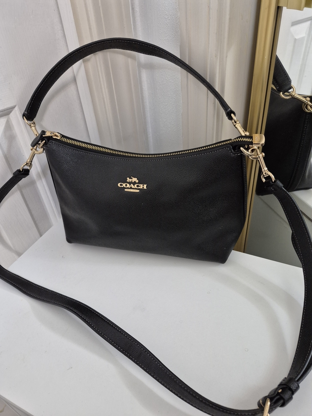 Coach Black Leather Shoulder Bag with Gold Hardware